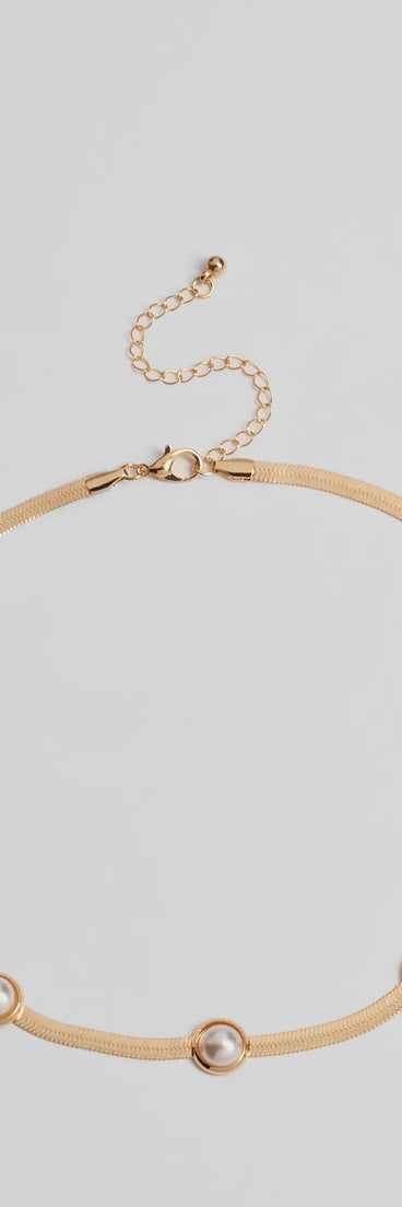 Chic Pearl Accent Snake Chain Necklace