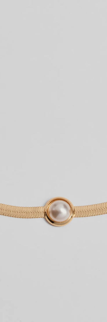 Chic Pearl Accent Snake Chain Necklace