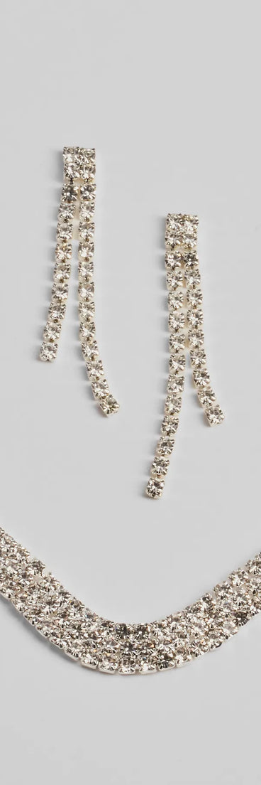 Gorgeous Shimmer Rhinestone Necklace And Earring Set