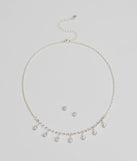 Luxe Dainty Cubic Zirconia Necklace And Stud Earrings Set