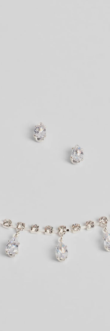 Luxe Dainty Cubic Zirconia Necklace And Stud Earrings Set
