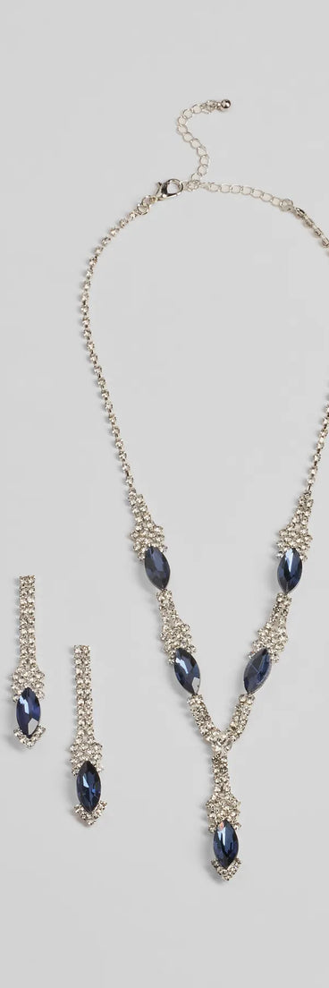 Sparkly Luxe Gemstone Necklace And Earrings Set