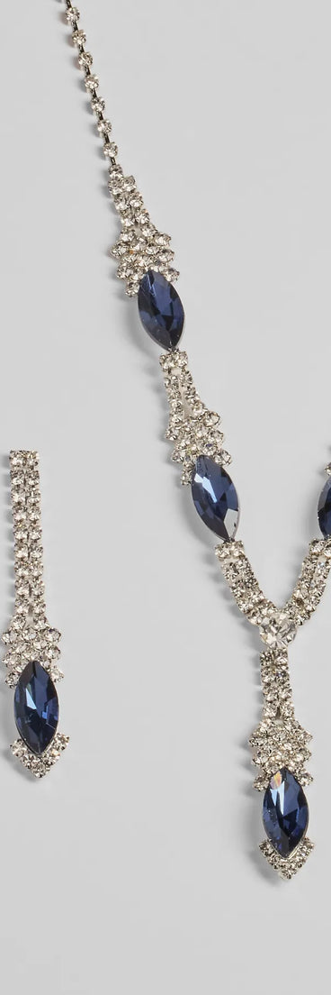 Sparkly Luxe Gemstone Necklace And Earrings Set