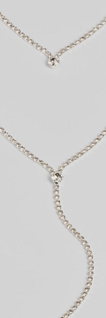 Trendy Glitz Rhinestone Layered Lariat Necklace