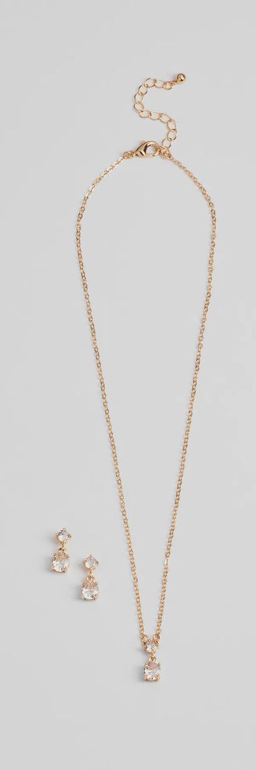 Timeless Glam Cubic Zirconia Necklace And Earrings Set