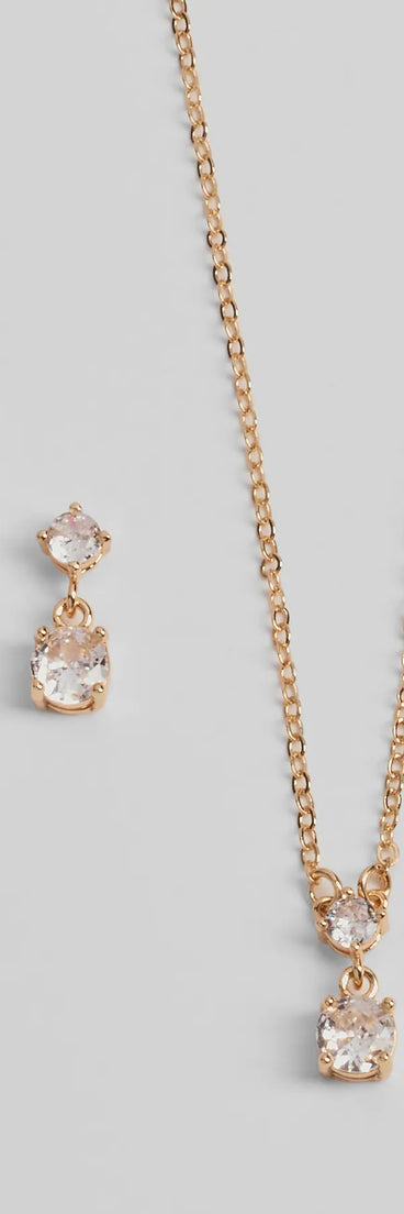 Timeless Glam Cubic Zirconia Necklace And Earrings Set