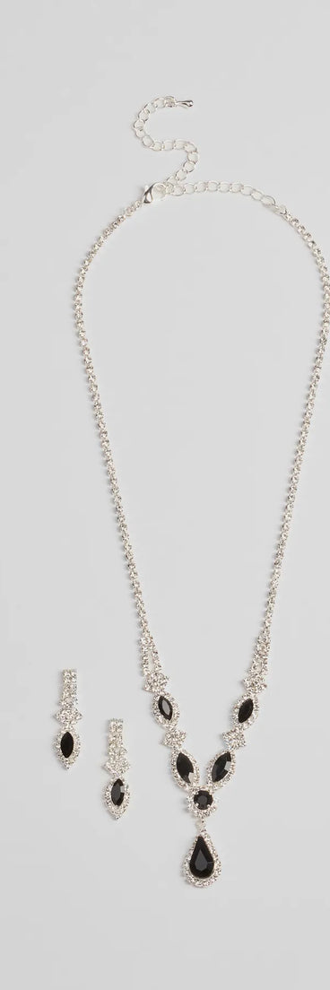 Bold Beauty Teardrop Rhinestone Necklace Set