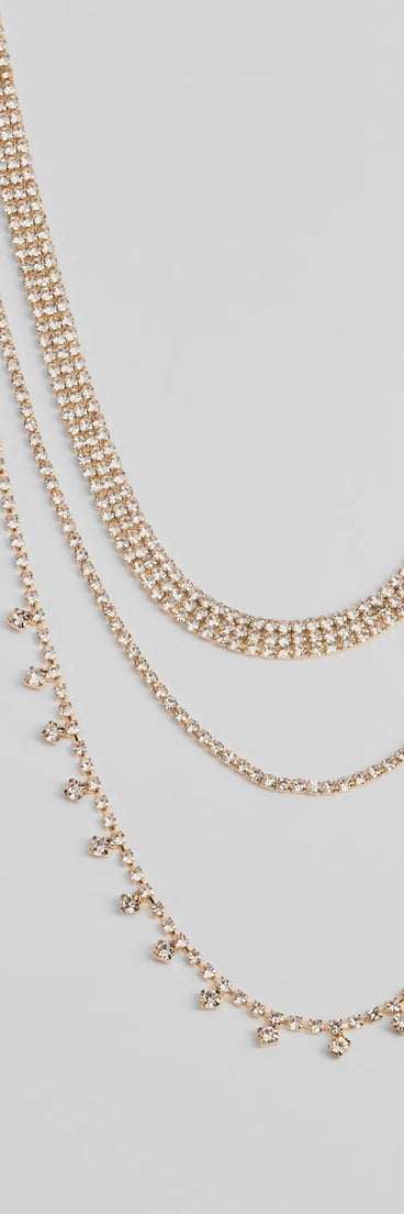Modern Sophistication Triple-Row Layered Necklace And Earrings Set
