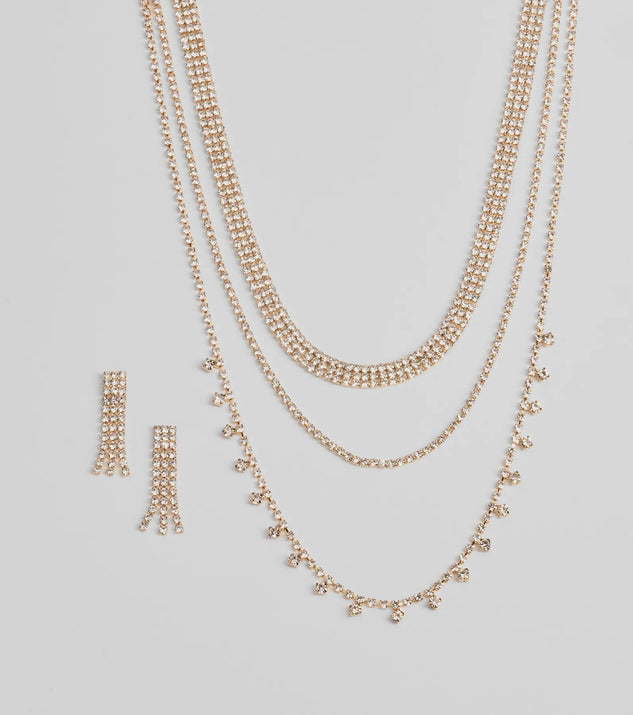 Modern Sophistication Triple Row Layered Necklace And Earrings Set Windsor