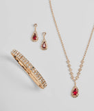 Regal Gemstone Necklace, Bracelet, And Earrings Set