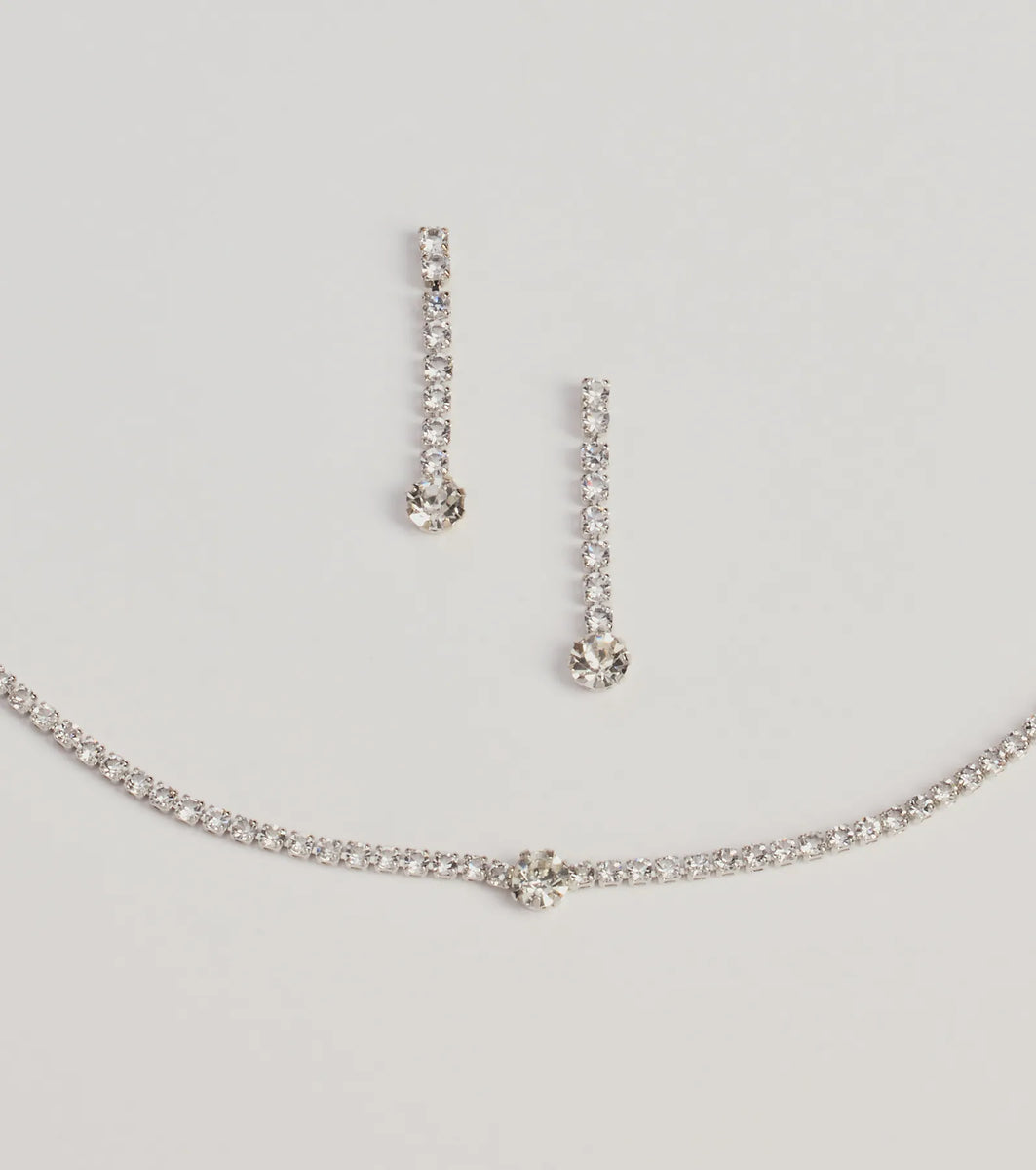 Finest Glam Rhinestone Necklace Set & Windsor
