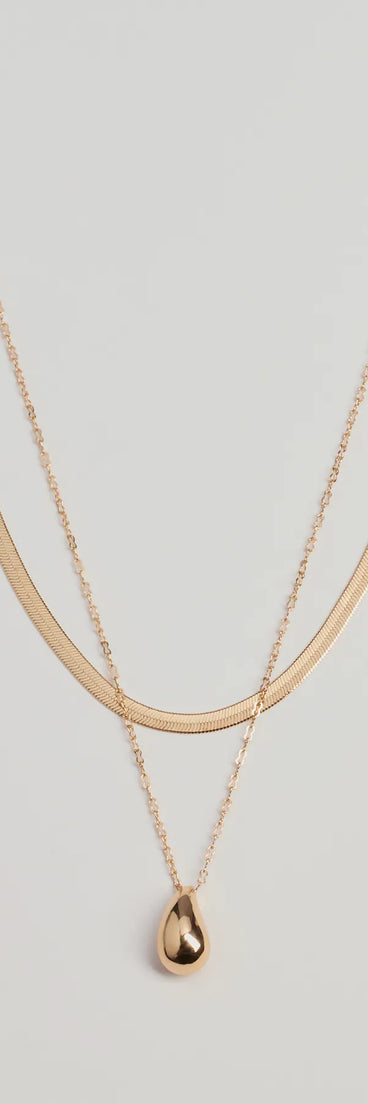 Luxe Layered Teardrop Charm Necklace