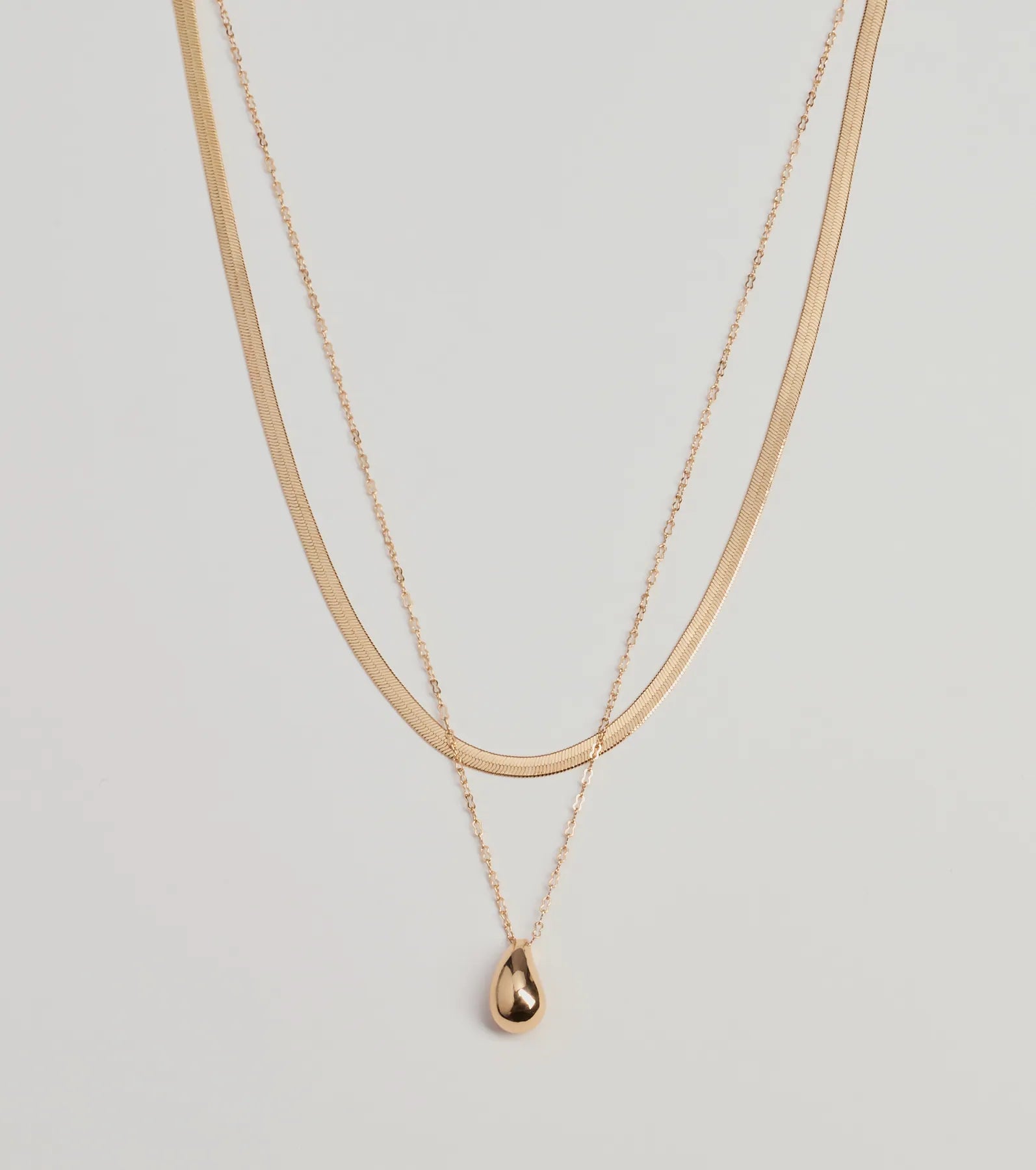 韓国発【LAZY DAWN】stik drop long necklace N007/追跡付 Luxe Layered Teardrop Charm Necklace | Windsor