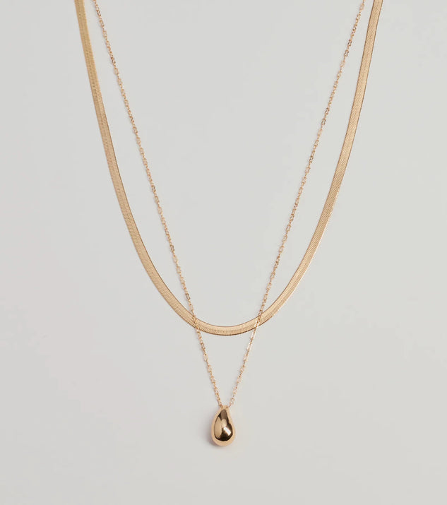 Luxe Layered Teardrop Charm Necklace Windsor
