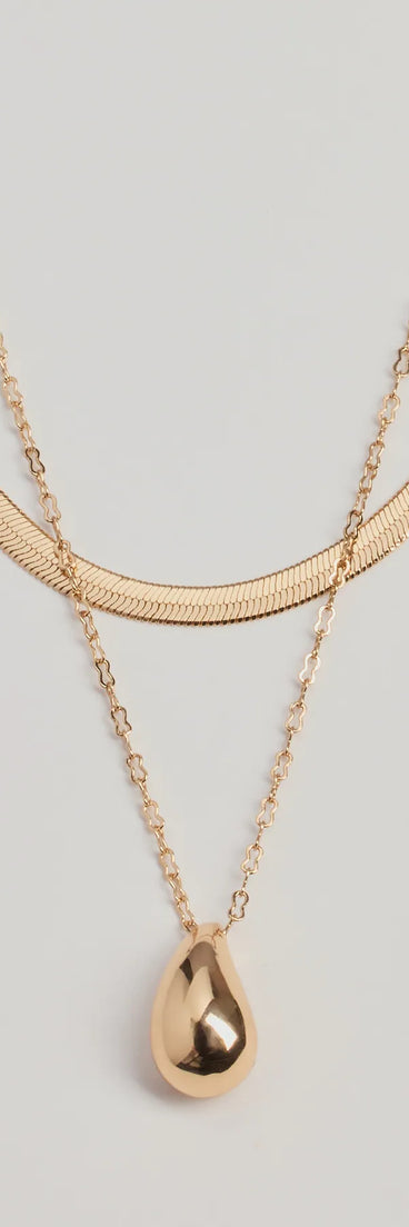 Luxe Layered Teardrop Charm Necklace