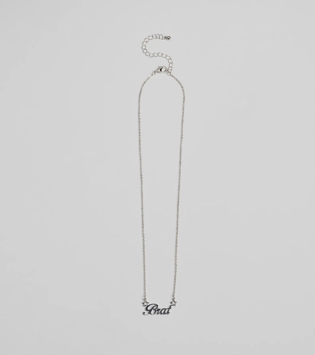 Brat Script Dainty Chain Necklace & Windsor