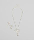 Adorably Glam Bow Necklace And Earrings Set