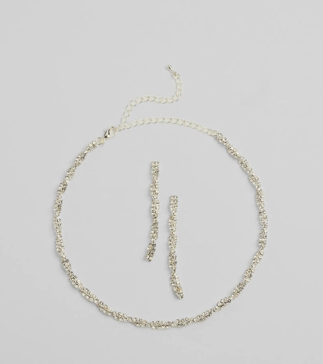 Glamorous Twists Rhinestone Necklace And Earrings Set