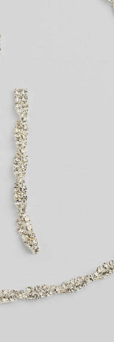 Glamorous Twists Rhinestone Necklace And Earrings Set