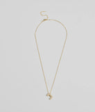 Bubble Letter Monogram Rhinestone Necklace