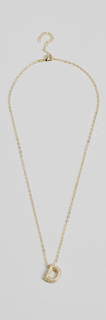 Get inspired with the Bubble Letter Monogram Rhinestone Necklace, a feed-worthy gold piece that’s part of Windsor's updated and curated women’s clothing edit packed with must-have fall outfit ideas.