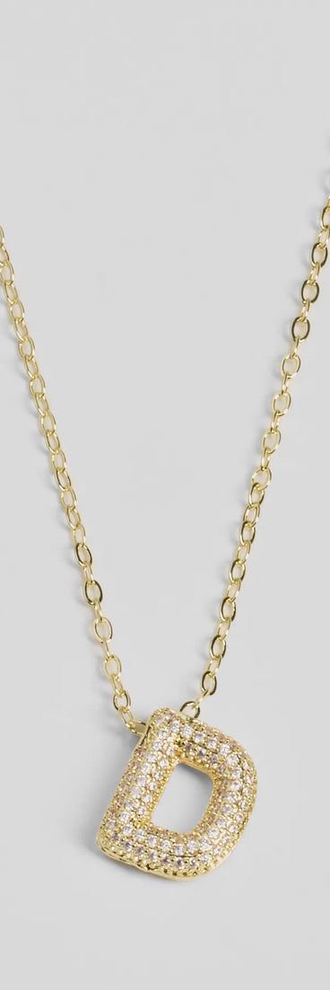 Get inspired with the Bubble Letter Monogram Rhinestone Necklace, a feed-worthy gold piece that’s part of Windsor's updated and curated women’s clothing edit packed with must-have fall outfit ideas.