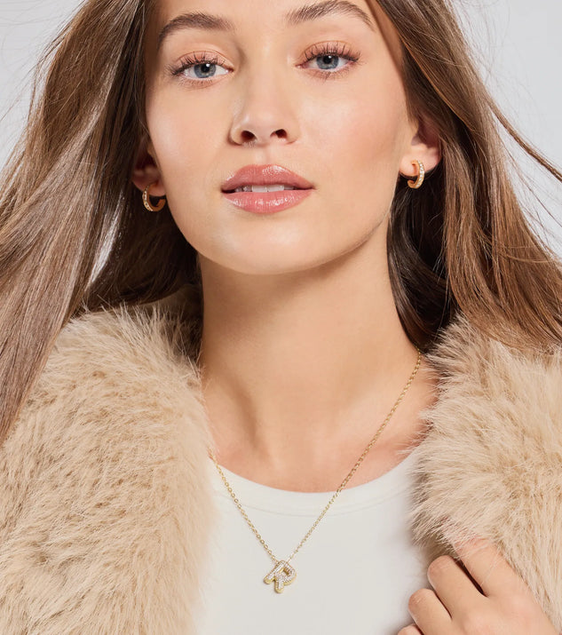 Bubble Letter Monogram Rhinestone Necklace | Windsor