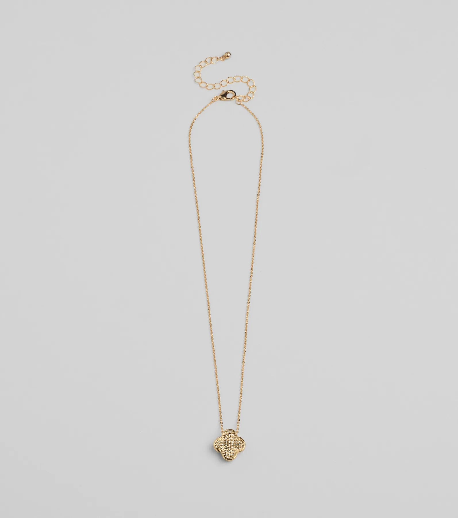 Just Your Luck Rhinestone Clover Charm Necklace | Windsor