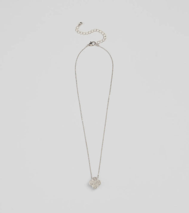 Just Your Luck Rhinestone Clover Charm Necklace