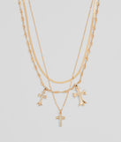 Chic Blessings Statement Cross Charm Layered Necklace