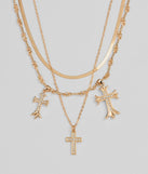 Chic Blessings Statement Cross Charm Layered Necklace