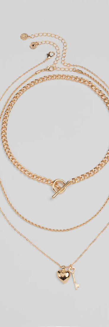 Endless Love Heart Charm Three-Pack Necklace