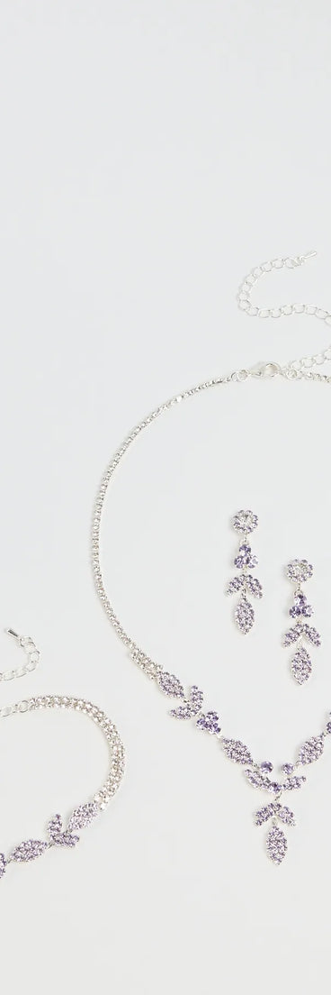 Get inspired with the Luxe Desire Rhinestone Leaf Jewelry Set, a feed-worthy lavender piece that’s part of Windsor's updated and curated women’s clothing edit packed with must-have fall outfit ideas.