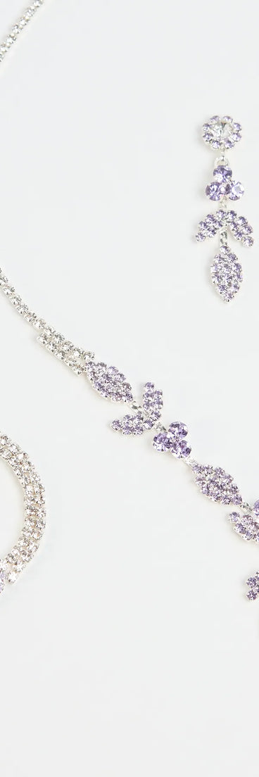 Get inspired with the Luxe Desire Rhinestone Leaf Jewelry Set, a feed-worthy lavender piece that’s part of Windsor's updated and curated women’s clothing edit packed with must-have fall outfit ideas.