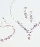 Luxe Desire Rhinestone Leaf Jewelry Set