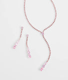 Delicate Shine Rhinestone Lariat Earring Set