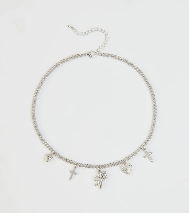 The Feelin' Trendy Chain-Link Charm Necklace in silver brings edge and energy to your vibe, ready to elevate any festival look or concert outfit.