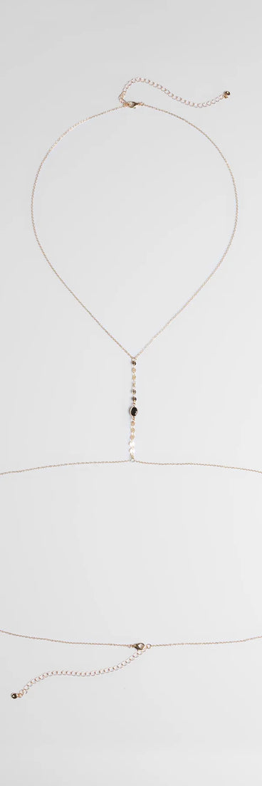 The Love Potion Layered Dainty Body Chain in gold brings edge and energy to your vibe, ready to elevate any festival look or concert outfit.