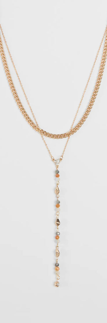 Stay on-trend this season with the Charmingly Pretty Beaded Rhinestone Layered Necklace in multi-color, a must-have for creating stylish and effortless spring outfits for women.