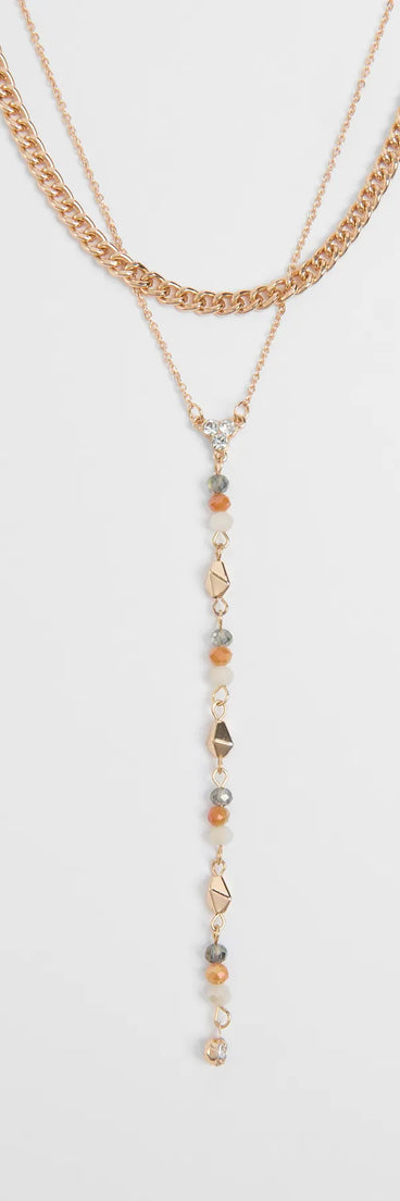 Stay on-trend this season with the Charmingly Pretty Beaded Rhinestone Layered Necklace in multi-color, a must-have for creating stylish and effortless spring outfits for women.