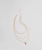 The Like This Spice Chili Charm Layered Necklace in gold brings edge and energy to your vibe, ready to elevate any festival look or concert outfit.