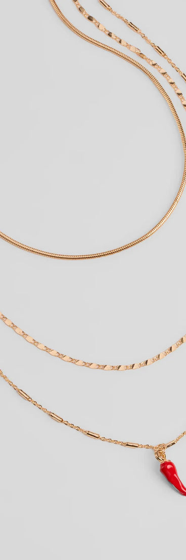 Get inspired with the Like This Spice Chili Charm Layered Necklace, a feed-worthy gold piece that’s part of Windsor's updated and curated women’s clothing edit packed with must-have fall outfit ideas.