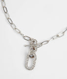 The Cultivated Glam Rhinestone Chain-Link Necklace in silver brings edge and energy to your vibe, ready to elevate any festival look or concert outfit.