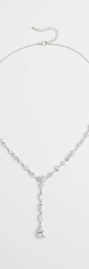 Luxe Glitz Cubic Zirconia Lariat Necklace