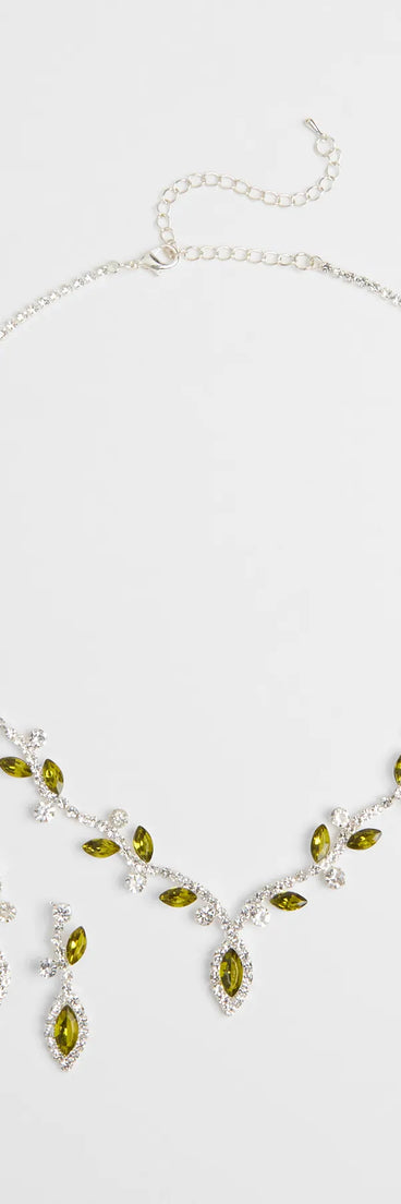 Whimsical Glam Rhinestone Necklace And Earrings Set