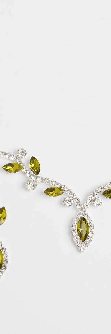 Whimsical Glam Rhinestone Necklace And Earrings Set