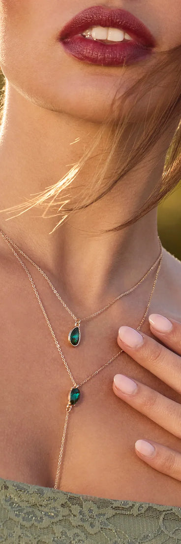 Divine By Nature Colored Rhinestone Lariat Necklace