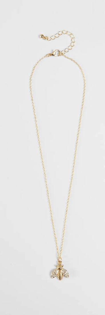 Cute Glamour Rhinestone Bee Charm Necklace