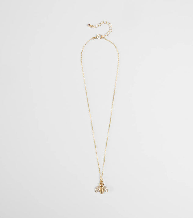 Cute Glamour Rhinestone Bee Charm Necklace