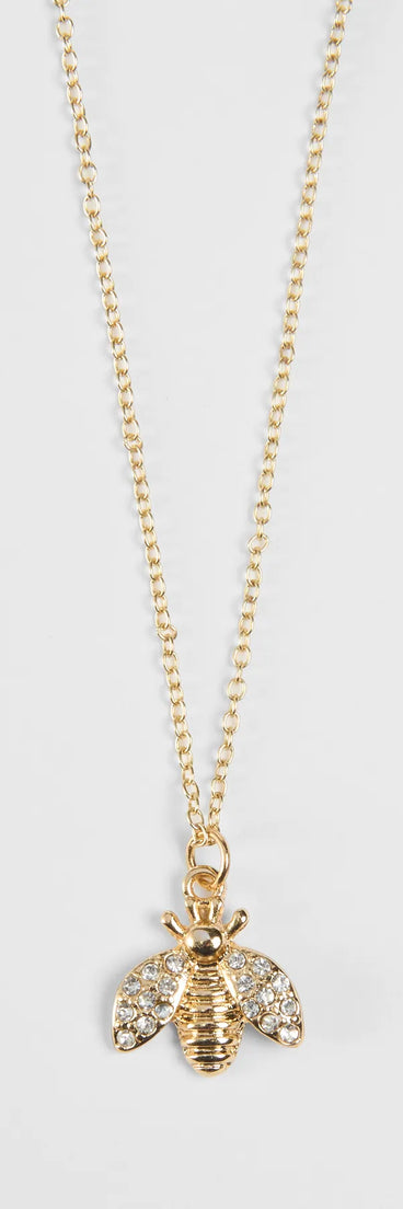 Cute Glamour Rhinestone Bee Charm Necklace